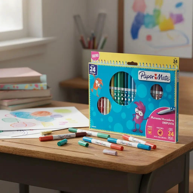 CAJA CON 24 MARCADORES PUNTA CONICA PAPERMATE SURTIDAS - 5