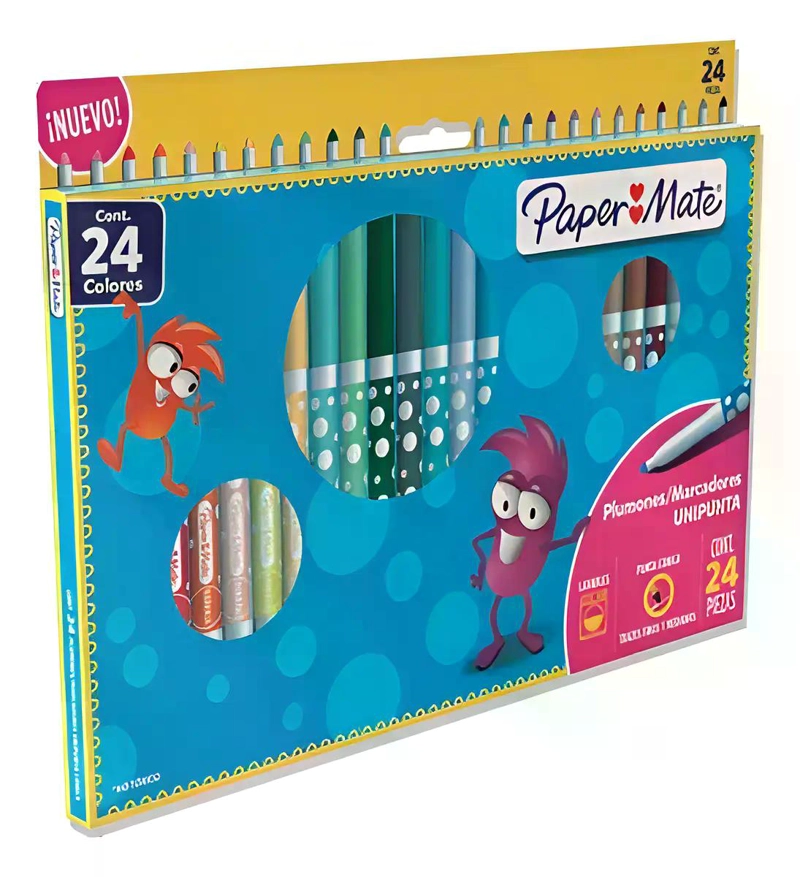 CAJA CON 24 MARCADORES PUNTA CONICA PAPERMATE SURTIDAS - 6