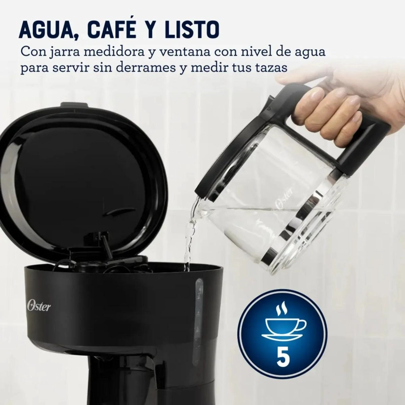 CAFETERA OSTER 5 TAZAS NUEVO MODELO 2217208 NEGRO - 3