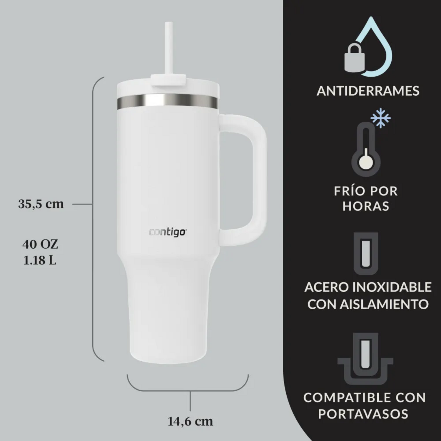 VASO TUMBLER CONTIGO STREETERVILLE 1182 ML FRIO BLANCO - 2