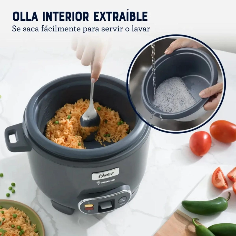 ARROCERA OSTER 10 TAZAS SOFRITO Y VAPORERA MOD 2212407 GRIS - 5