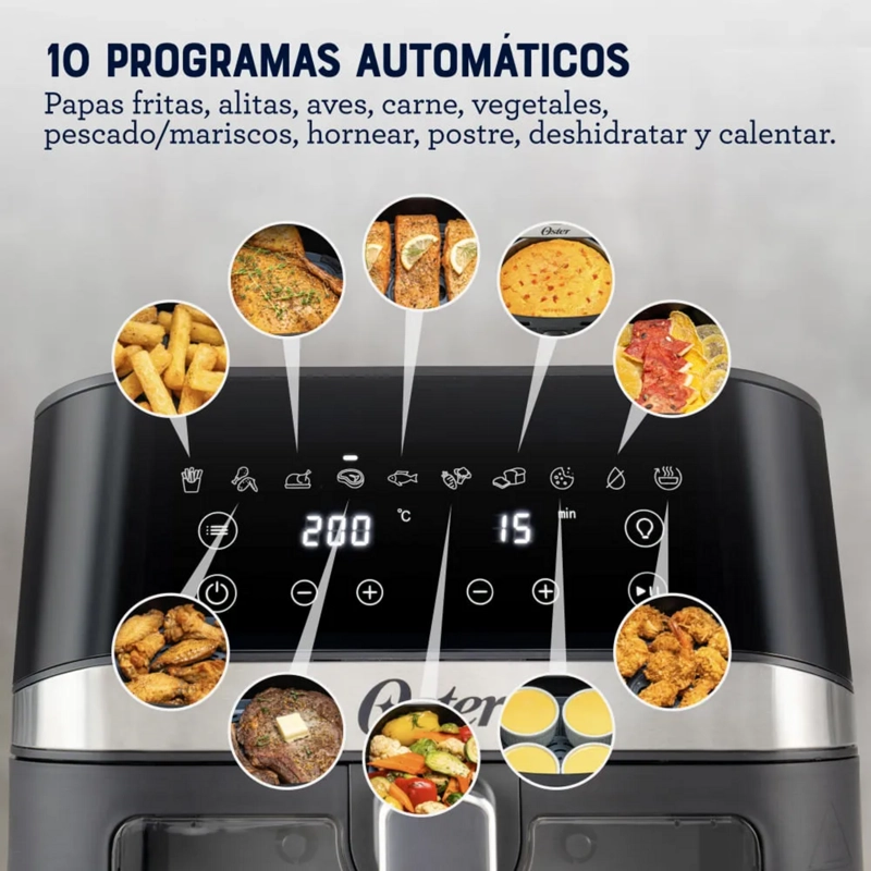 FREIDORA AIR FRYER OSTER 6L DIGITAL CON VISOR MOD 2204818 - 5