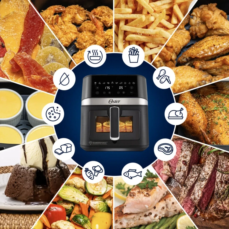 FREIDORA AIR FRYER OSTER 6L DIGITAL CON VISOR MOD 2204818 - 9
