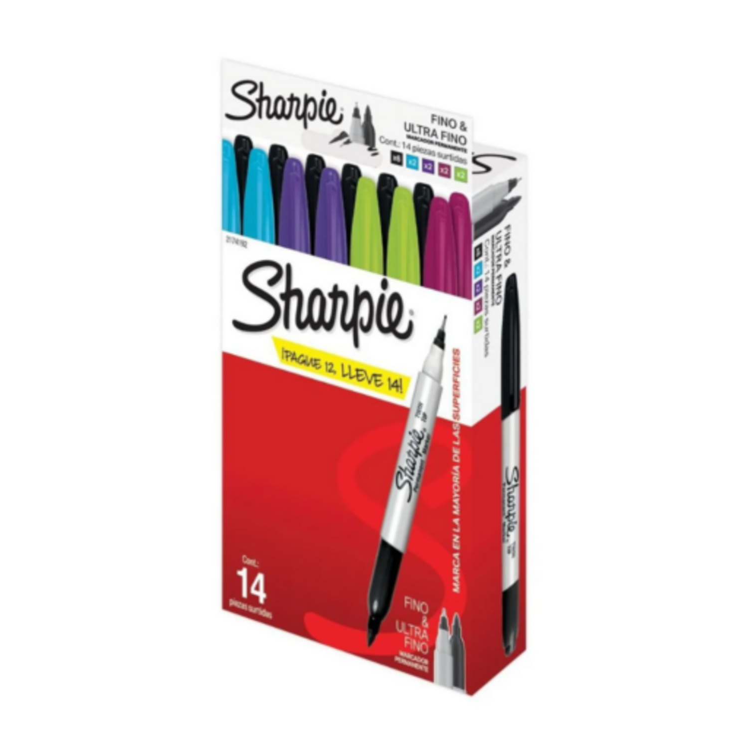 MARCADORES DOBLES SHARPIE 2 PUNTAS 14 UNIDADES 5 COLORES - 4
