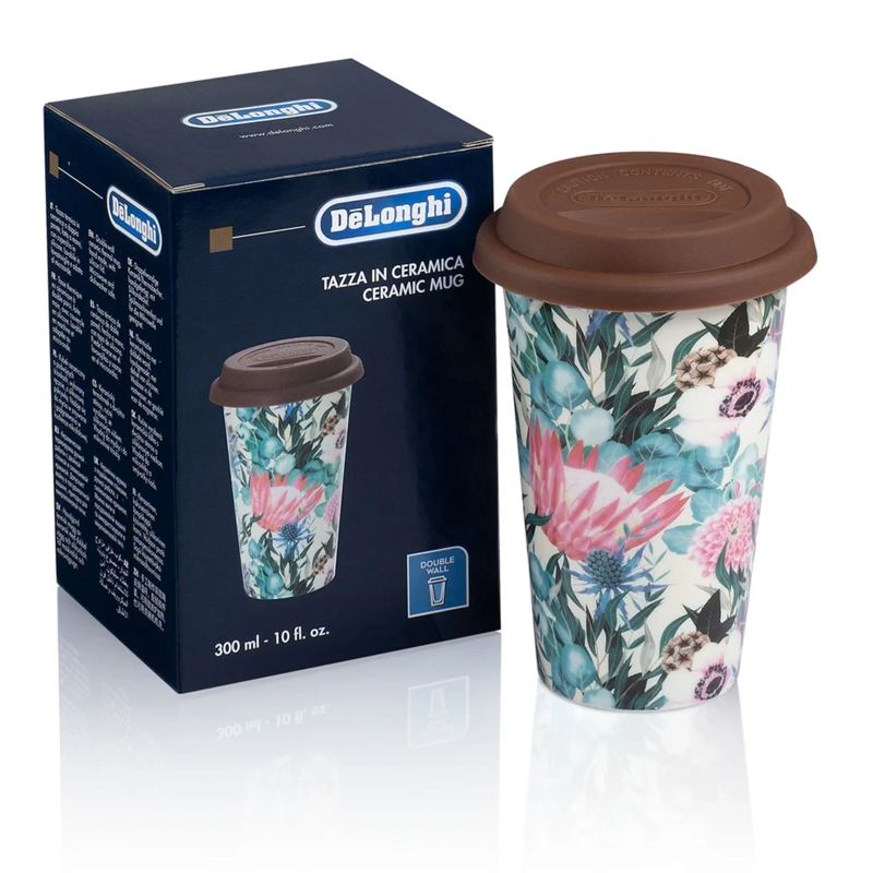 MUG TAZA CERAMICA DOBLE PARED DELONGHI FLORES 300 ML - 2