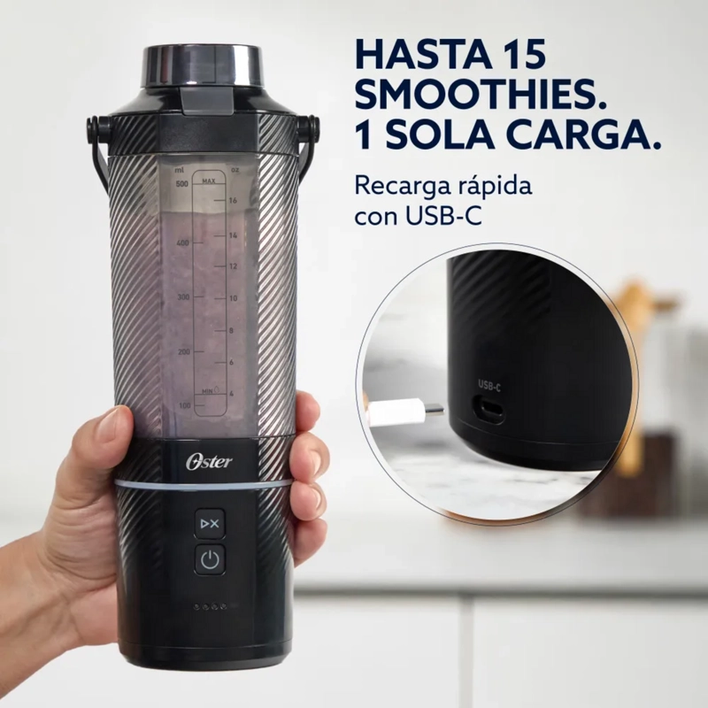 LICUADORA PORTATIL RECARGABLE OSTER GOMAX 590 ML NEGRO - 5