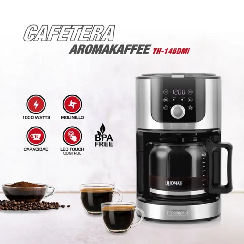CAFETERA 10 TAZAS MOLINILLO THOMAS TH-145DMI MANTIENE CALOR - 3