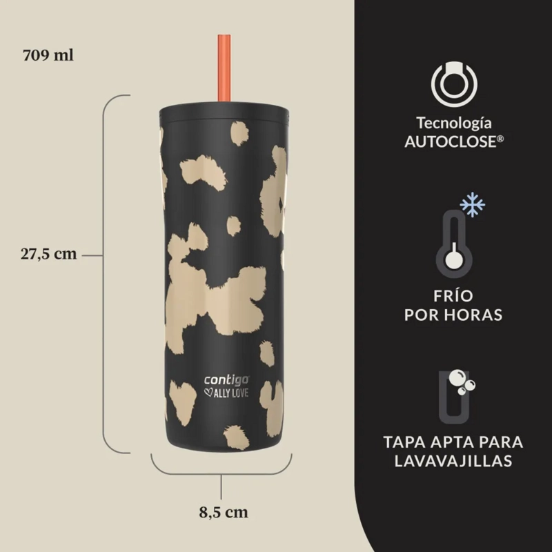 VASO TERMICO 20H FRIO CONTIGO ALLY LOVE SV 2 NEGRO 709 ML - 4