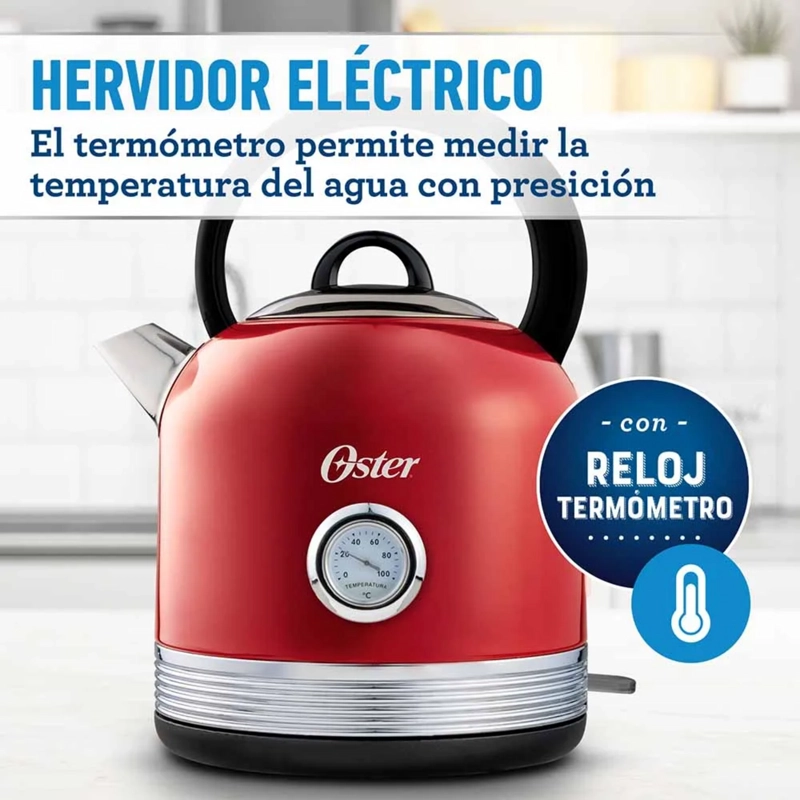 HERVIDOR OSTER ROJO 2,5L TIPO TETERA CON TERMOMETRO ACERO - 4