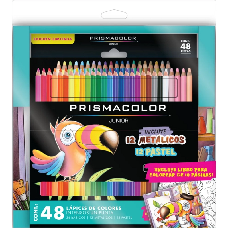 SET PRISMACOLOR JUNIOR LAPICES DE COLORES 48 UNID + LIBRO - 1