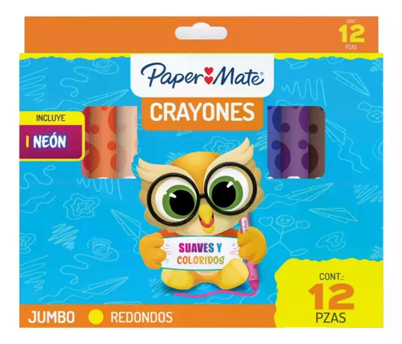 CRAYONES LAPICES DE CERA REDONDOS 12U PAPERMATE AZUL - 1