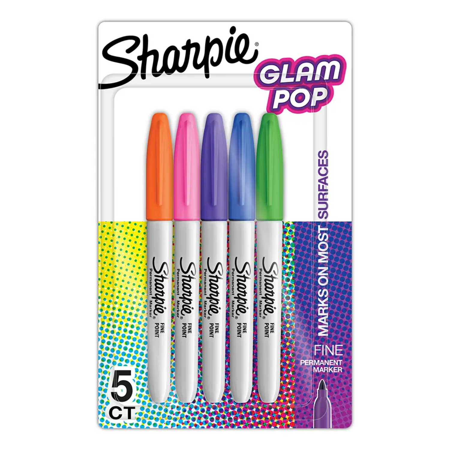 SET 5 PLUMONES MARCADORES SHARPIE GLAM POP PUNTA FINA PERMA - 1