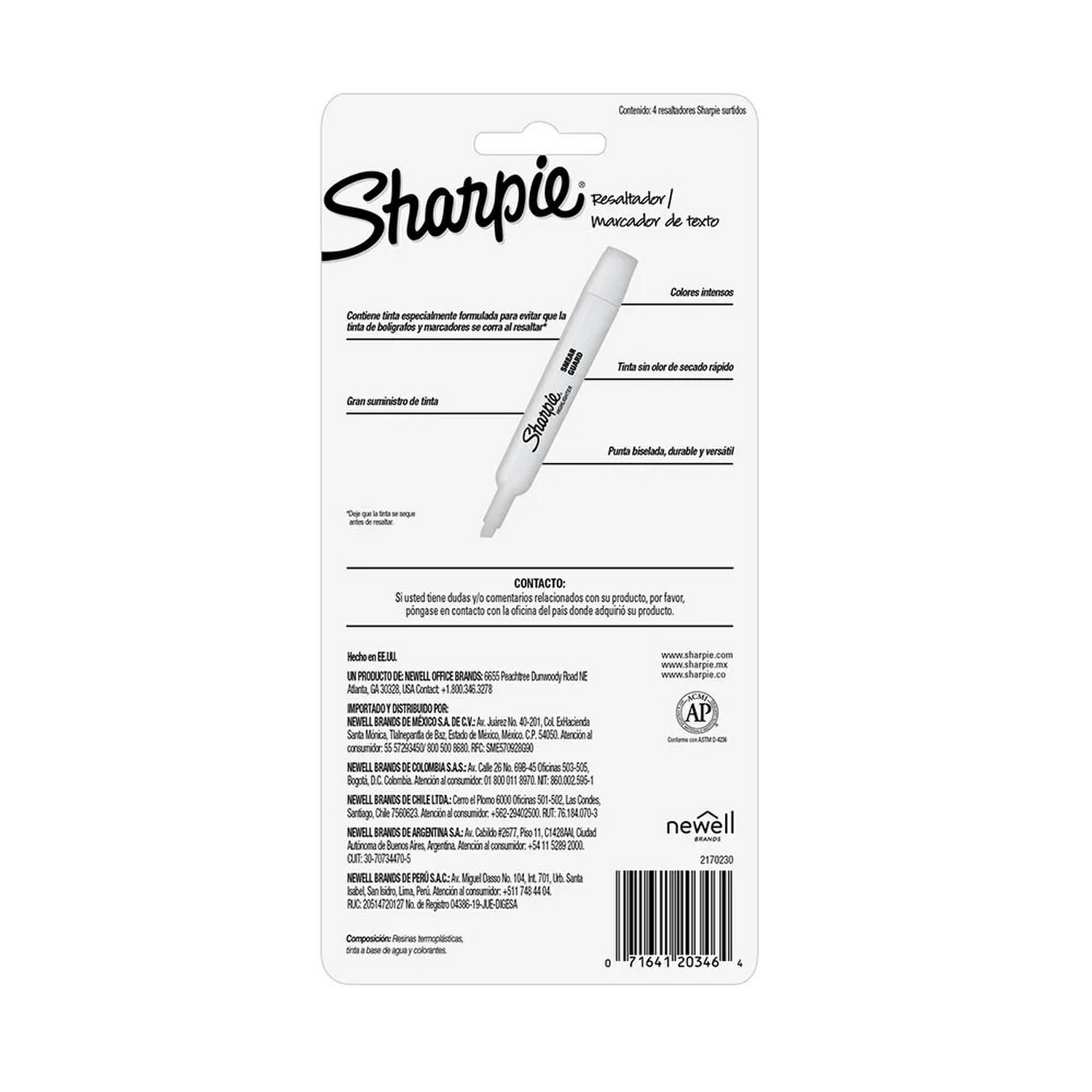 SET DESTACADORES SHARPIE TANK BLISTER X4 COLORES FASHION - 5