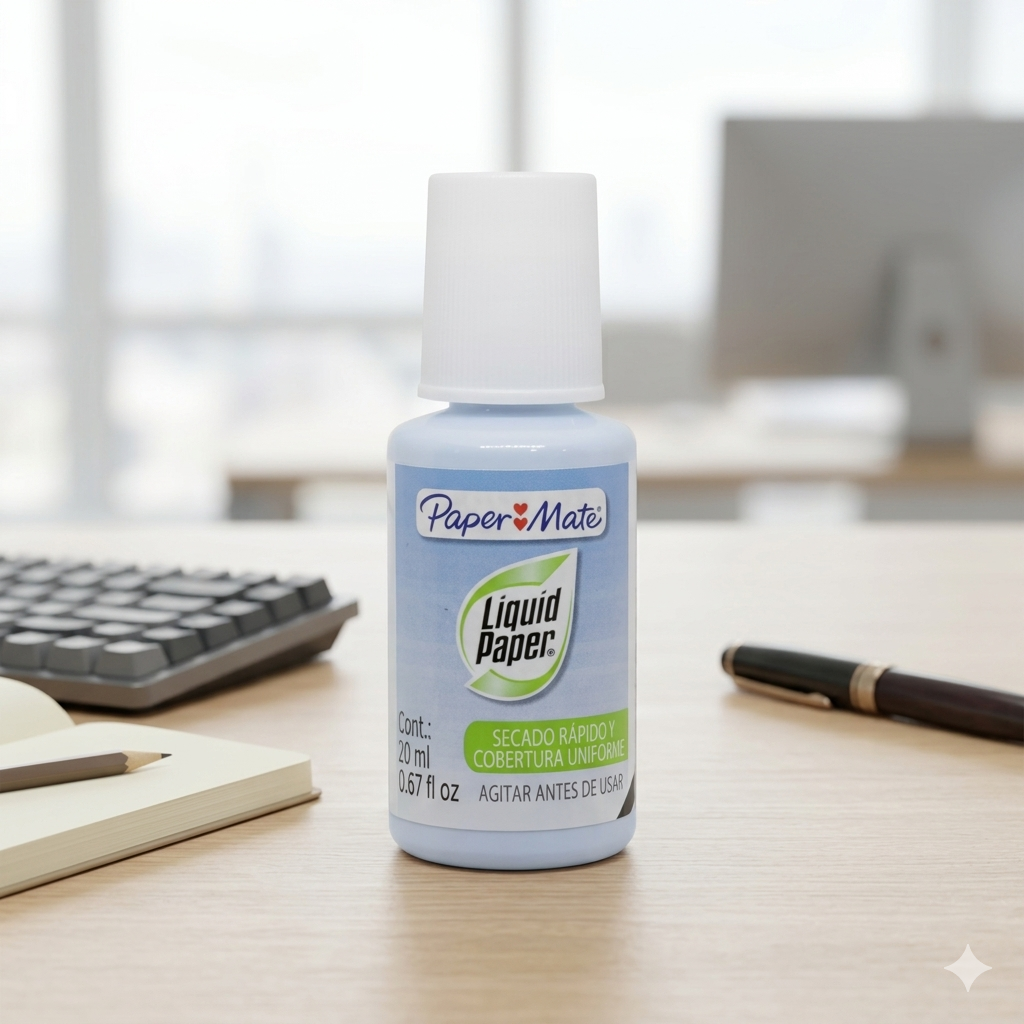 LIQUID PAPER BOTELLA 20 ML PAPER MATE BLANCO SECADO RAPIDO - 4