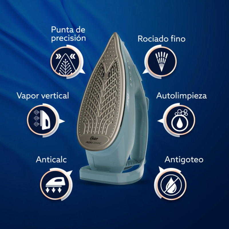 PLANCHA OSTER AEROGLIDE PLUS S7400 VAPOR 200GR 1600W - 7