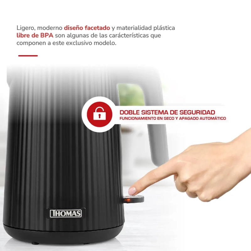 HERVIDOR THOMAS TH-4343N 1.8L 2200W RAPIDO Y ECONOMICO - 4