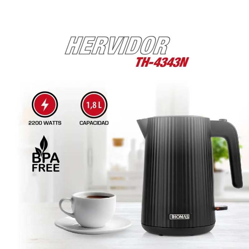 HERVIDOR THOMAS TH-4343N 1.8L 2200W RAPIDO Y ECONOMICO - 9