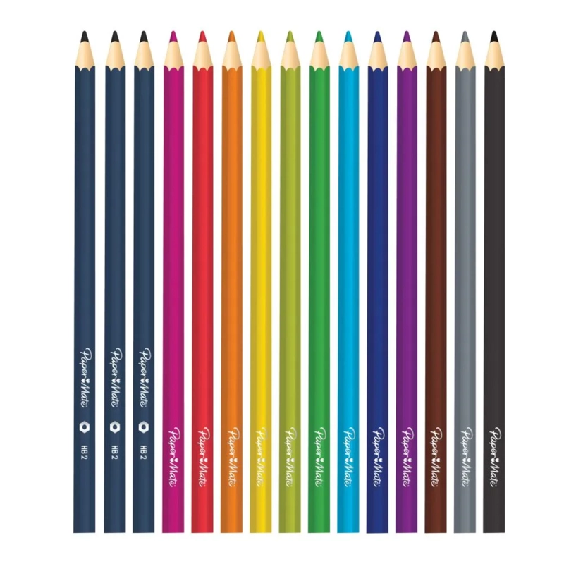 LAPICES COLORES HEXAGONALES PAPERMATE 12 COLOR + 3 GRAFITOS - 3