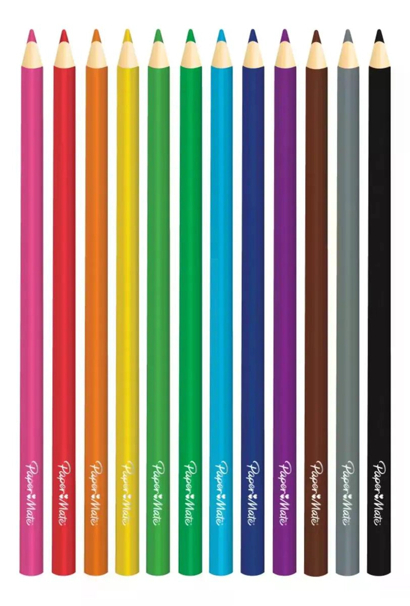 LAPICES COLORES PAPERMATE REDONDOS 3 MM 12 UNIDADES UNIPUNTA - 3