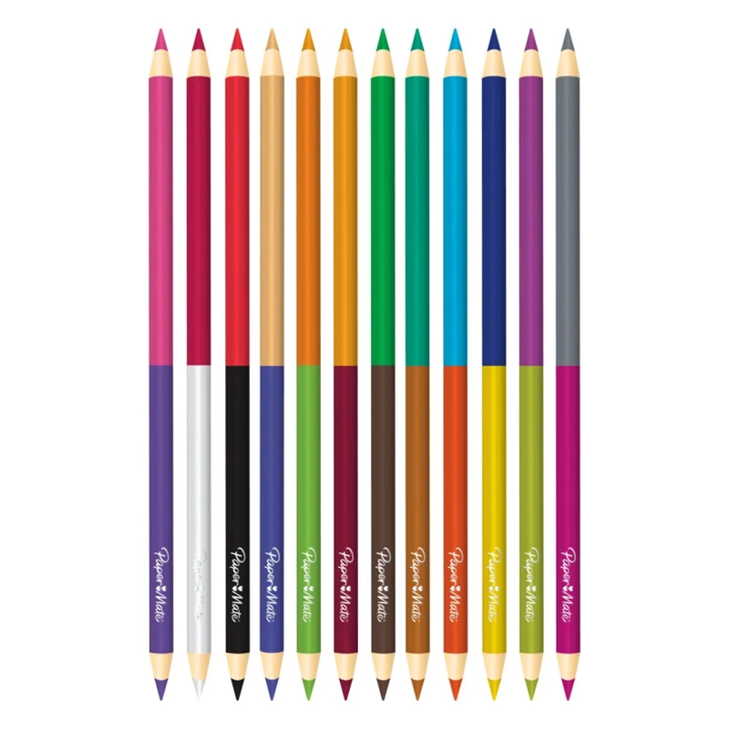 LAPICES COLORES PAPERMATE REDONDOS 12 UNIDADES DOBLE PUNTA - 3