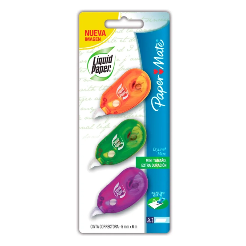 CINTA CORRECTORA LIQUID PAPER DRY LINE MINI BLISTER X 3 - 1