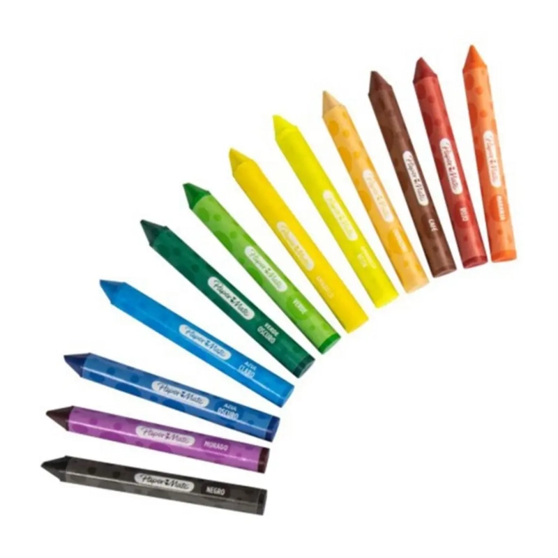 LAPICES CERA CRAYONES TRIANGULAR PAPERMATE GRUESO 12 COLORES - 2