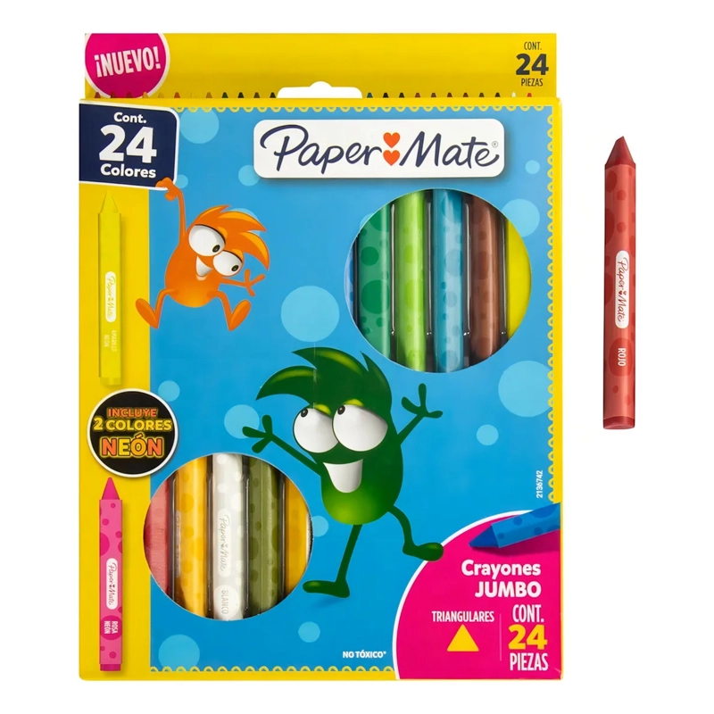 LAPICES DE CERA CRAYONES TRIANGULAR PAPERMATE 24 COLORES - 1