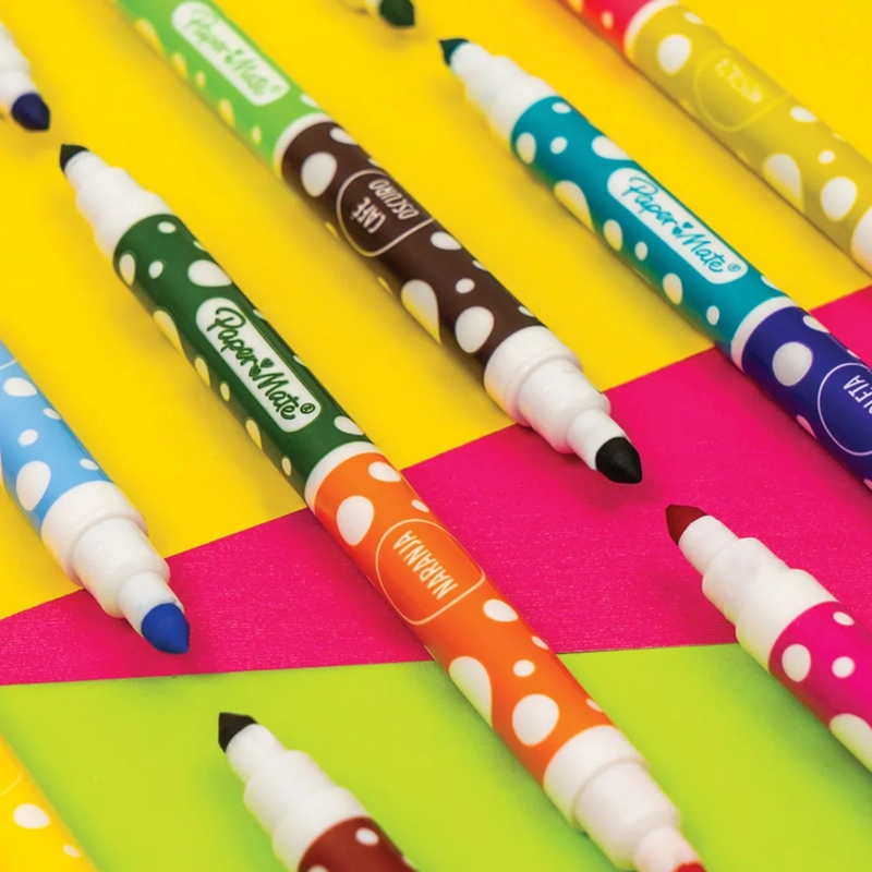 PLUMONES MARCADORES DOBLE PUNTA CONICA PAPERMATE 10 COLORES - 3