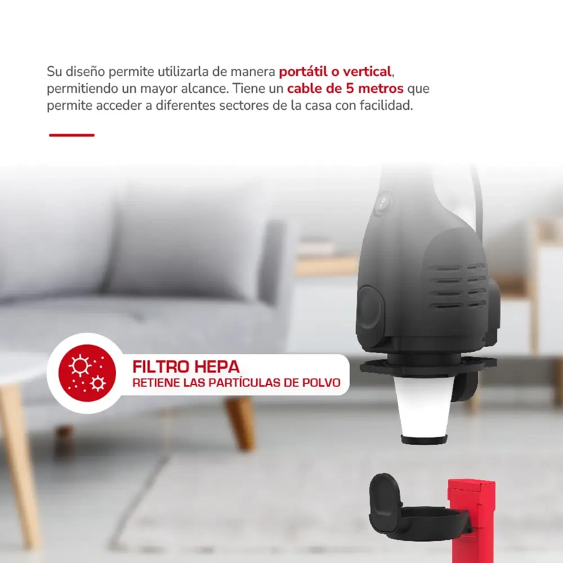 ASPIRADORA VERTICAL 2 EN 1 THOMAS TH-1020C FILTRO HEPA 600W - 6