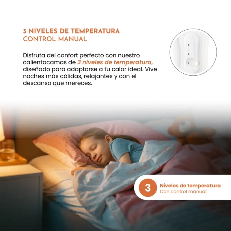 CALIENTA CAMA SIEGEN 1 PLAZA 60 W LAVABLE 3 TEMP SG-5010 - 6