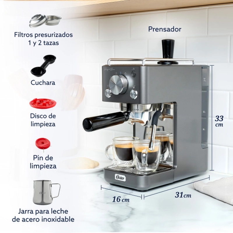 CAFETERA ESPRESSO OSTER PERFECT BREW 15 BARES 58 MM COMPACTA - 6
