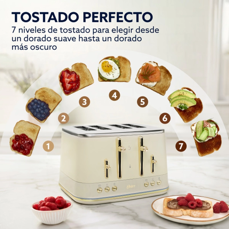 TOSTADOR OSTER PREMIUM BEIGE 4 REBANADAS LUCES BANDEJA MIGAS - 3