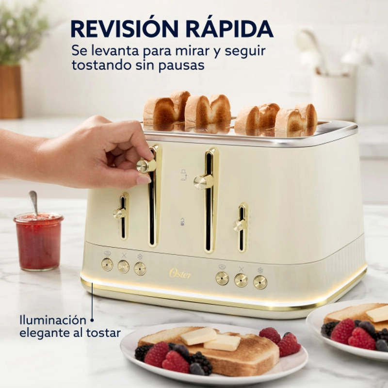 TOSTADOR OSTER PREMIUM BEIGE 4 REBANADAS LUCES BANDEJA MIGAS - 4
