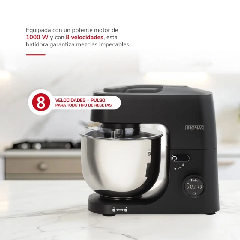 BATIDORA PLANETARIA THOMAS TH-915PND 1000W BOWL 5L ACERO - 6