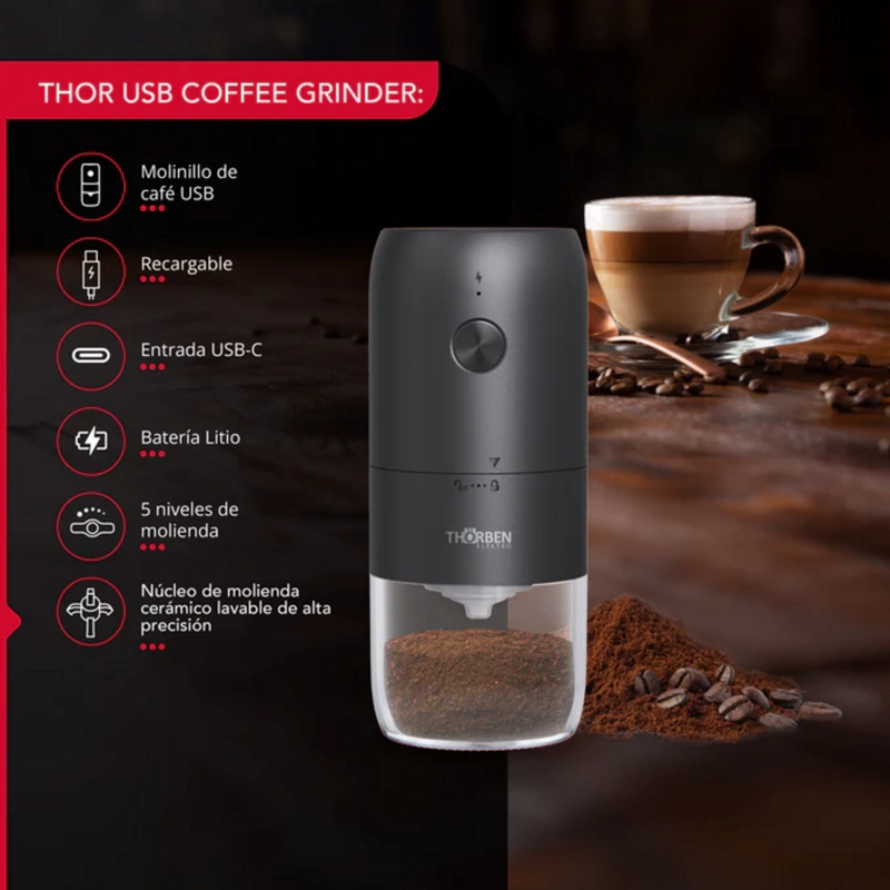 MOLINILLO CAFE  THORBEN USB-C INALAMBRICO MUELA CERAMICA - 3