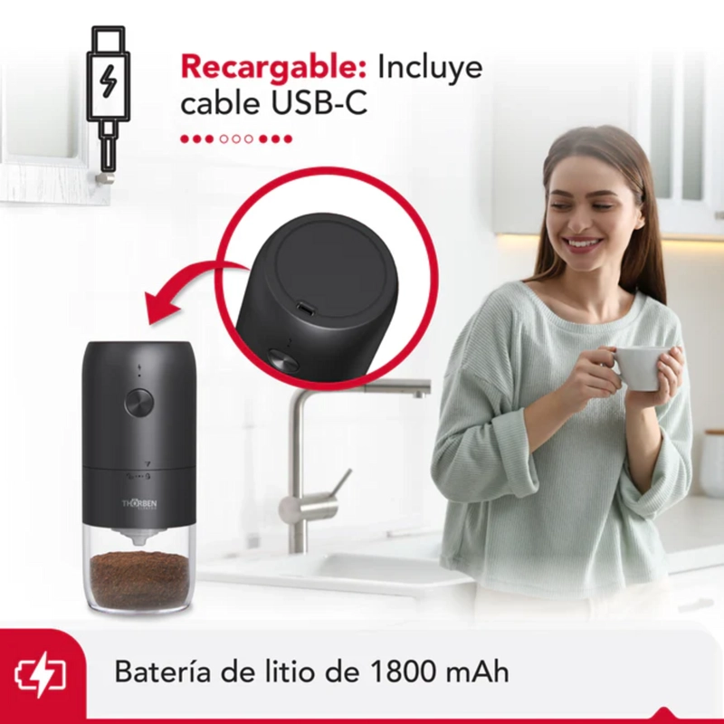 MOLINILLO CAFE  THORBEN USB-C INALAMBRICO MUELA CERAMICA - 7