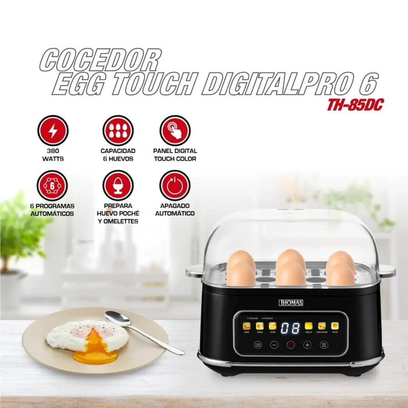 COCEDOR DE HUEVOS DIGITAL THOMAS TH-85DC TOUCH 6 PROGRAMAS - 7