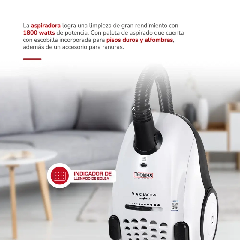 ASPIRADORA THOMAS TH-1870 1800W HEPA 12 BOLSA REUTILIZABLE - 3