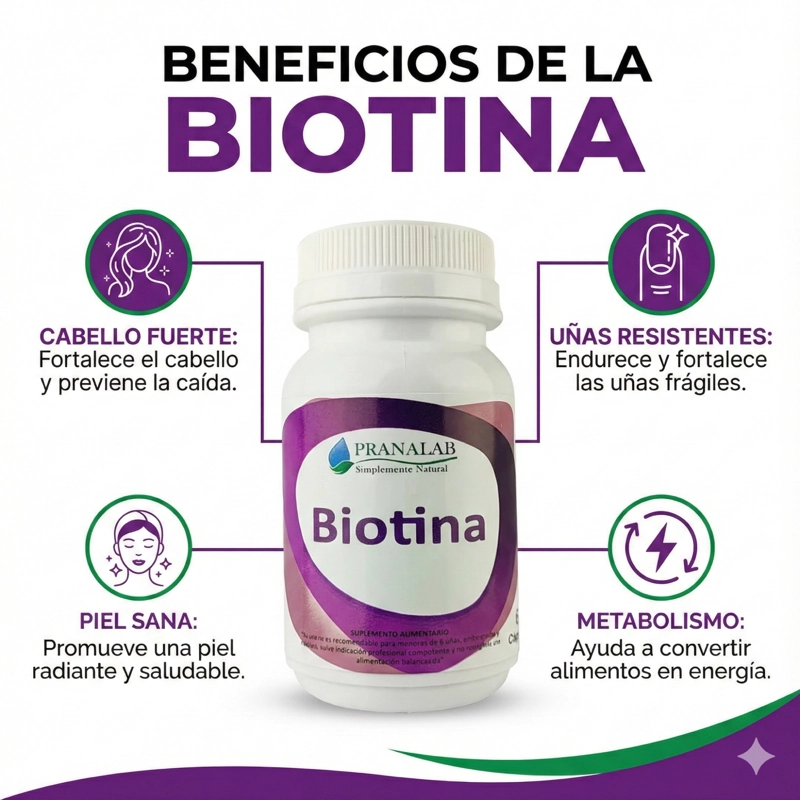 BIOTINA 150 MCG PARA CABELLO Y UÑAS 3 FRASCOS 180 CAPSULAS - 3