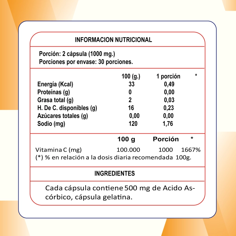 VITAMINA C 500MG PACK 3 FRASCOS 180 CÁPSULAS - 6