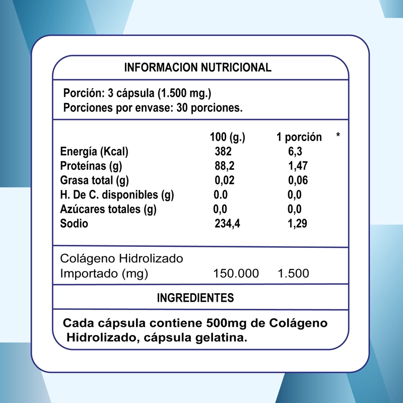 COLAGENO HIDROLIZADO 500MG PACK 3 FRASCOS 270 CAPSULAS - 6