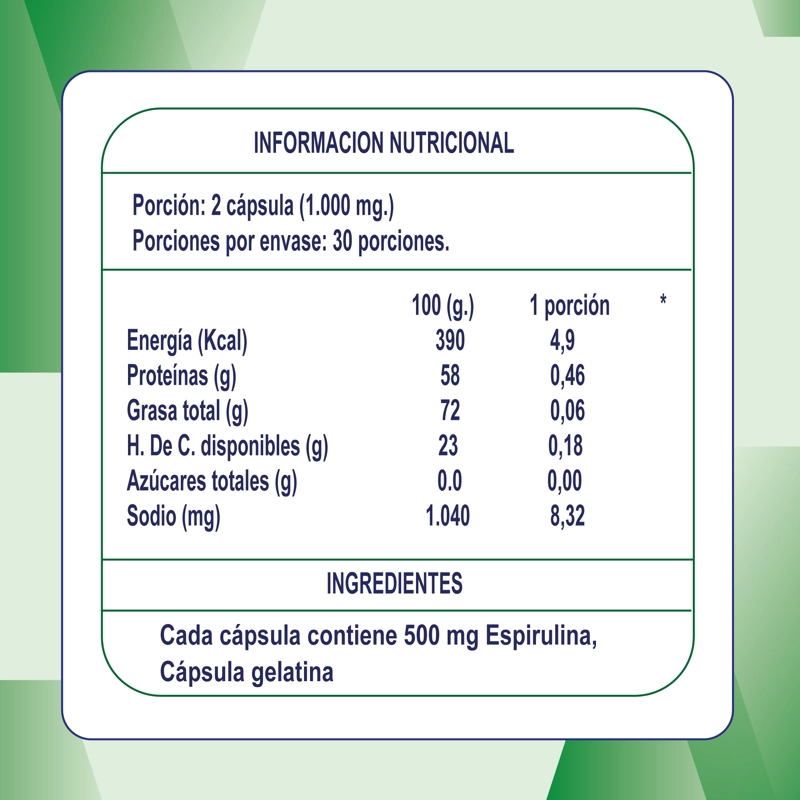 SPIRULINA 500MG PACK 3 FRASCOS 180 CAPSULAS - 2