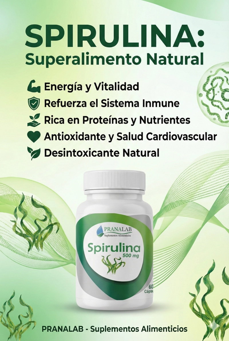 SPIRULINA 500MG PACK 3 FRASCOS 180 CAPSULAS - 7
