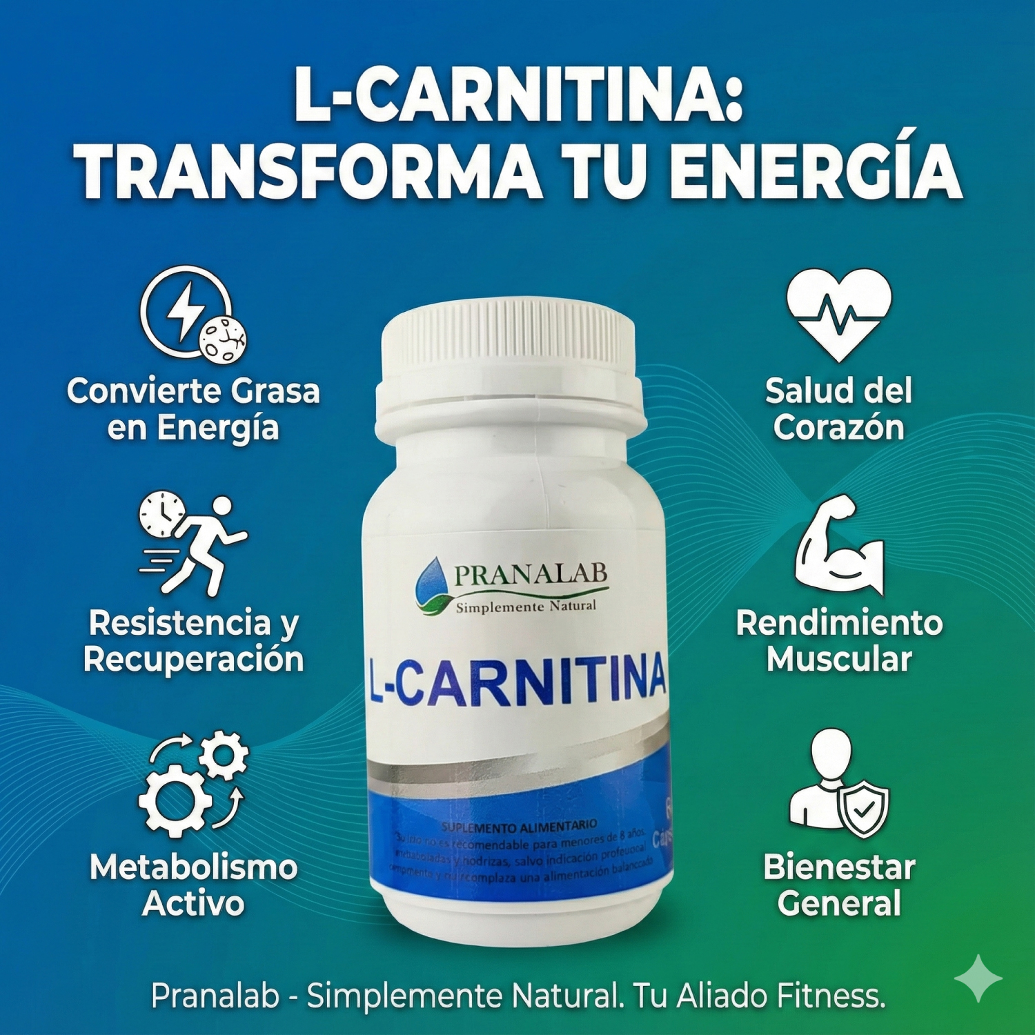 L-CARNITINA QUEMADOR DE GRASAS 2 FRASCOS 120 CÁPSULAS - 3