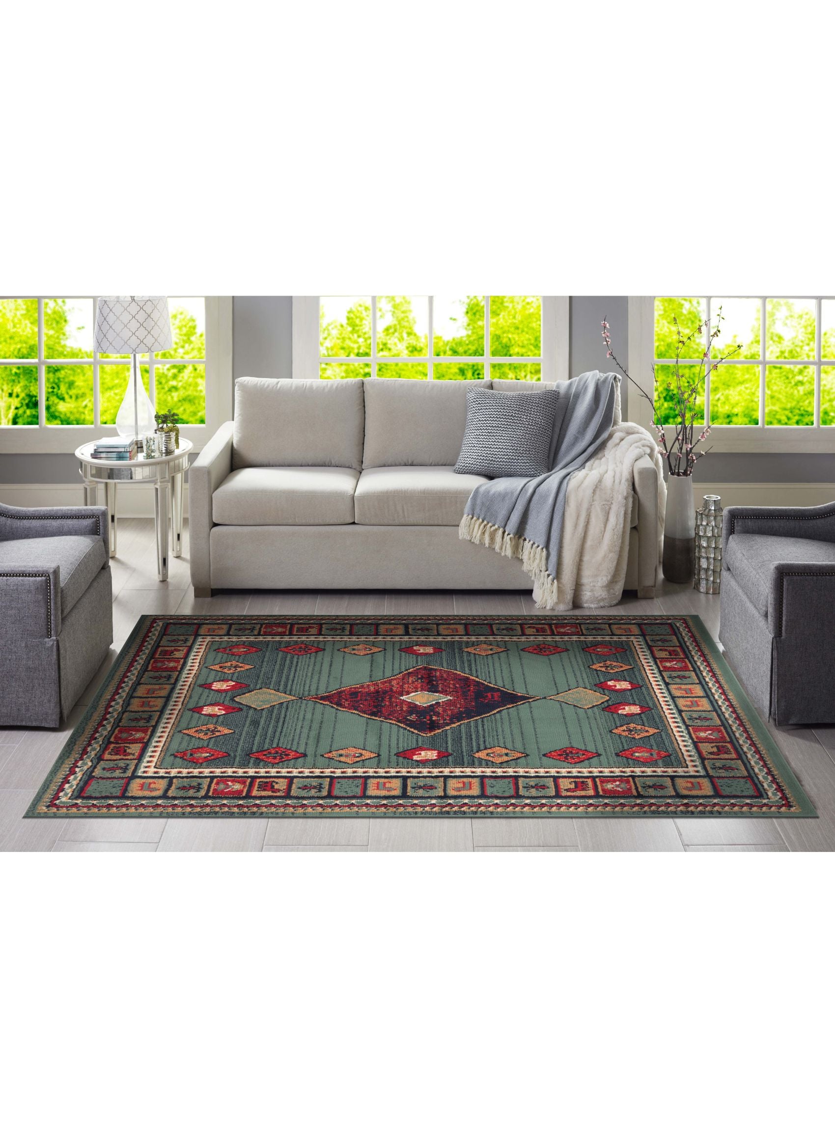 BAJADA CAMA CANNON ZINNIA CLÁSICA TRADICIONAL VERDE 50 X 90 CM - 2