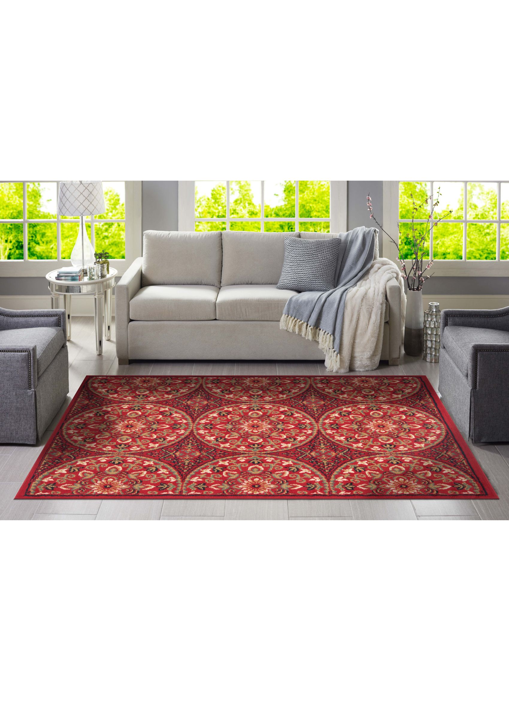 BAJADA CAMA CANNON JAZMIN CLÁSICA TRADICIONAL ROJO 50 X 90 CM - 2