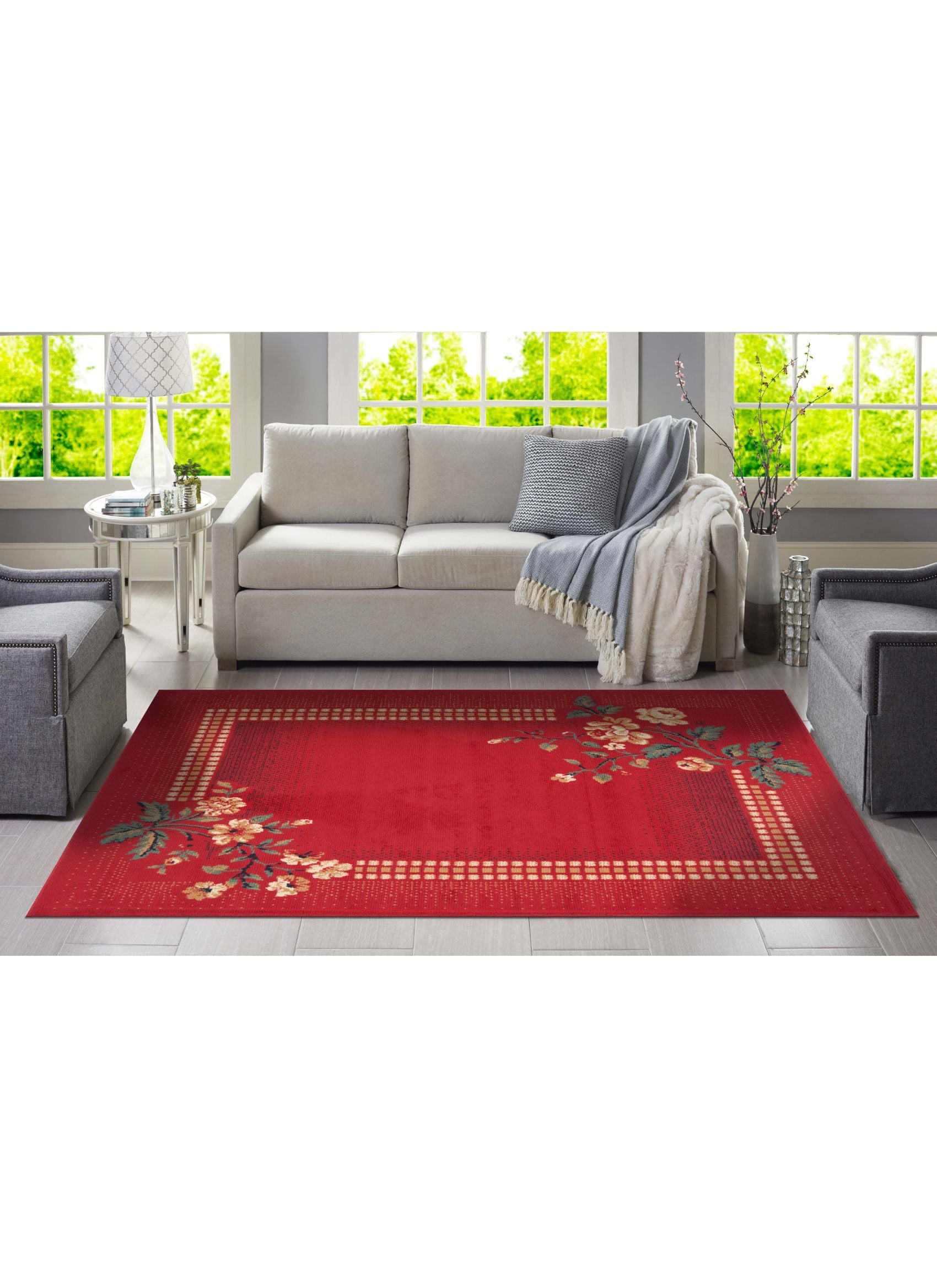 BAJADA CAMA CANNON HORTENSIA CLÁSICA TRADICIONAL ROJO 50 X 90 CM - 2