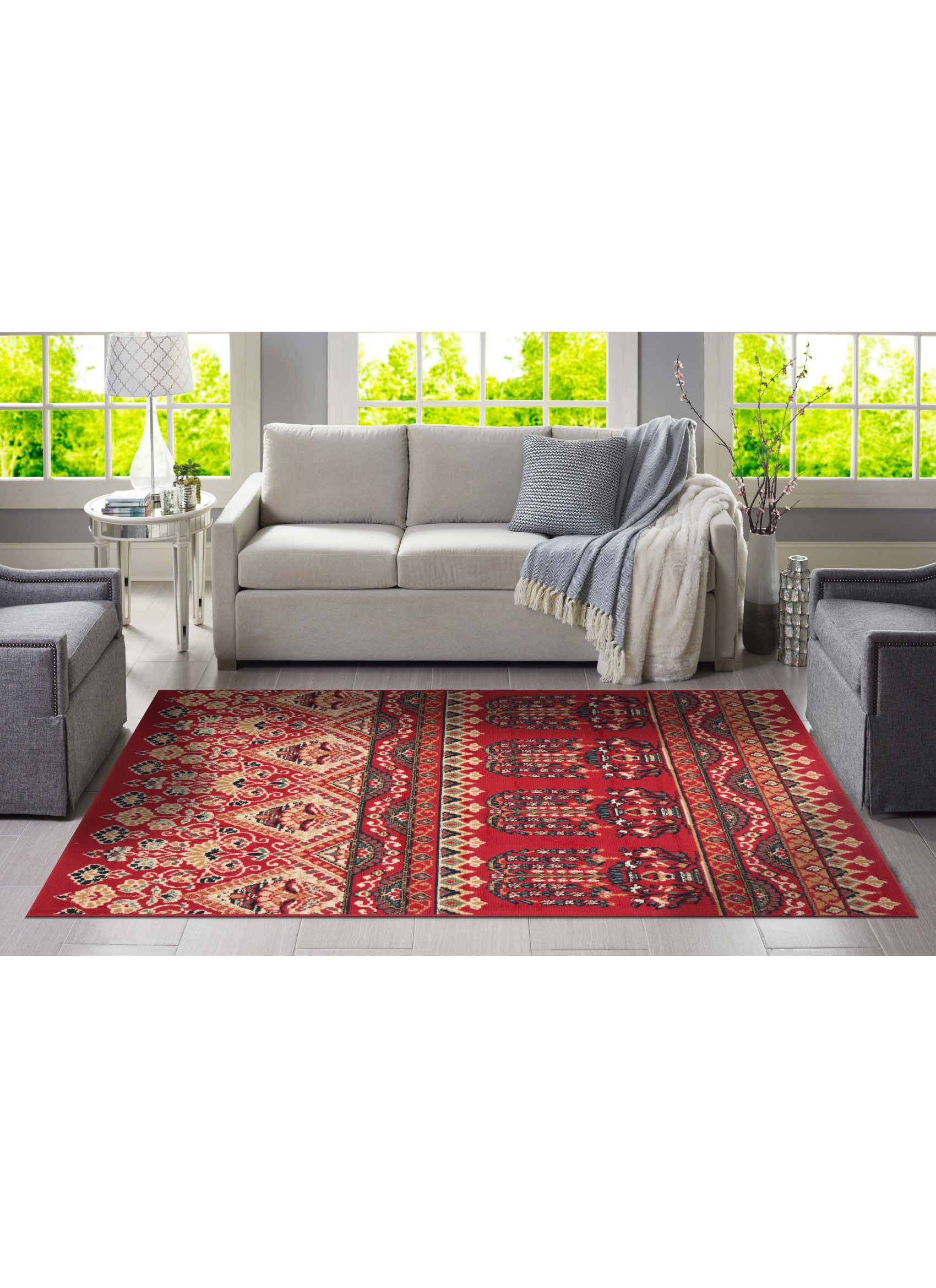 BAJADA CAMA CANNON MARGARITA CLÁSICA TRADICIONAL ROJO 50 X 90 CM - 2
