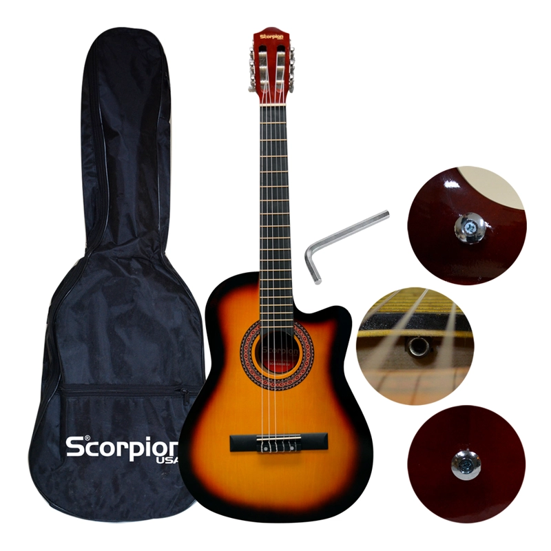 GUITARRA CUTAWAY 39 CUERDAS NYLON SCG-030SB + ALMA SUNBURST - 3
