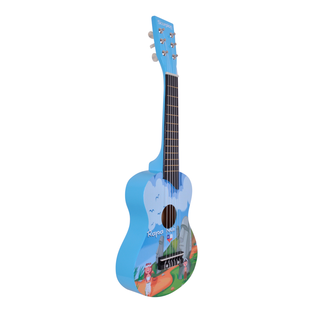 GUITARRA NIÑO 25 PULGADAS MOD.RAPA NUI COLOR CELESTE SCORPION - 2